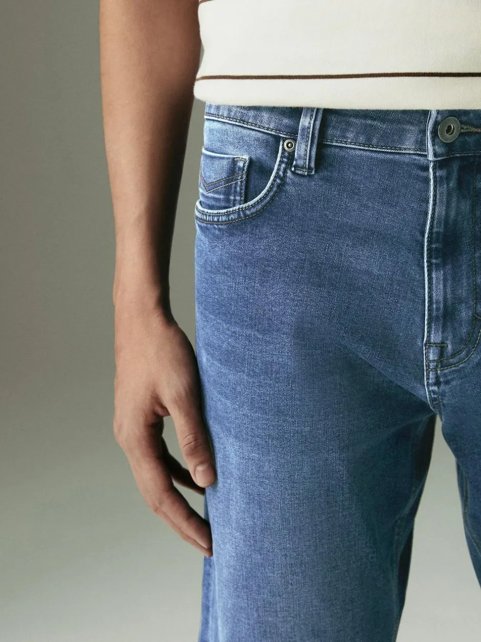 Next Blue Mid Slim Fit Motionflex Jeans Online