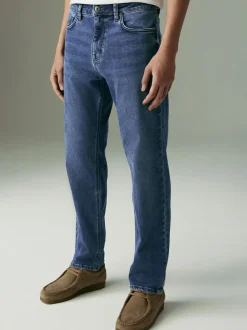 Next Blue Mid Straight Fit Motionflex Jeans