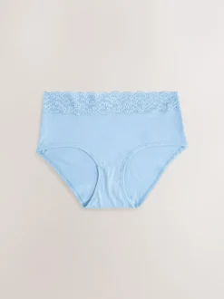 Next Blue Midi Cotton and Lace Knickers 7 Pack Sale