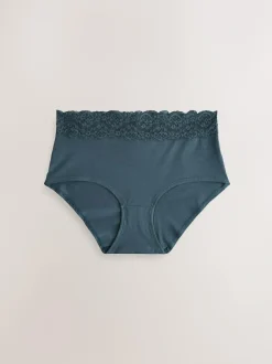 Next Blue Midi Cotton and Lace Knickers 7 Pack Sale