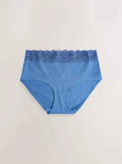 Next Blue Midi Cotton and Lace Knickers 7 Pack Sale