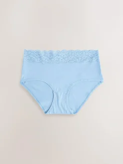 Next Blue Midi Cotton and Lace Knickers 7 Pack Sale