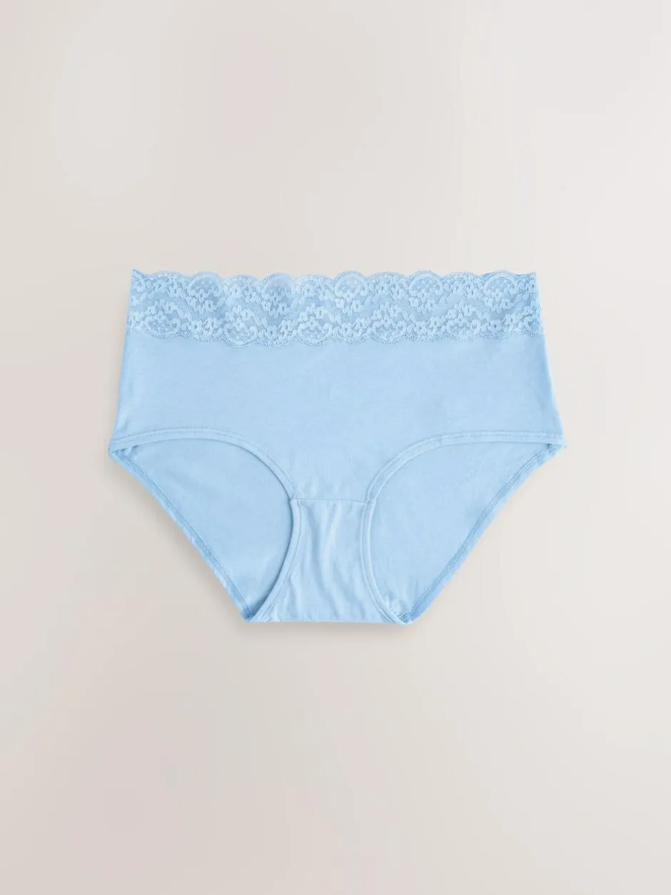 Next Blue Midi Cotton and Lace Knickers 7 Pack Sale