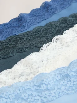 Next Blue Midi Cotton and Lace Knickers 7 Pack Sale