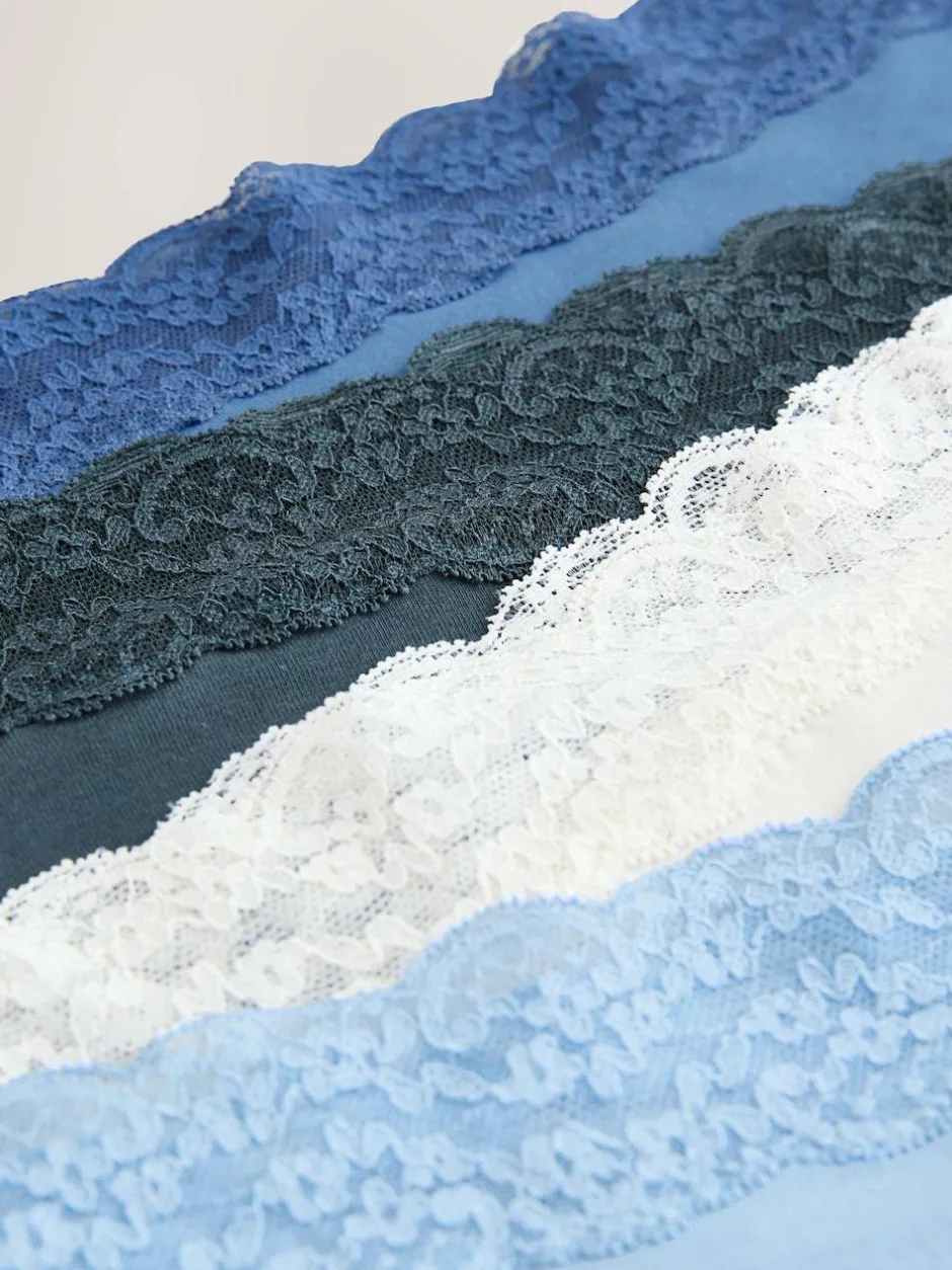 Next Blue Midi Cotton and Lace Knickers 7 Pack Sale