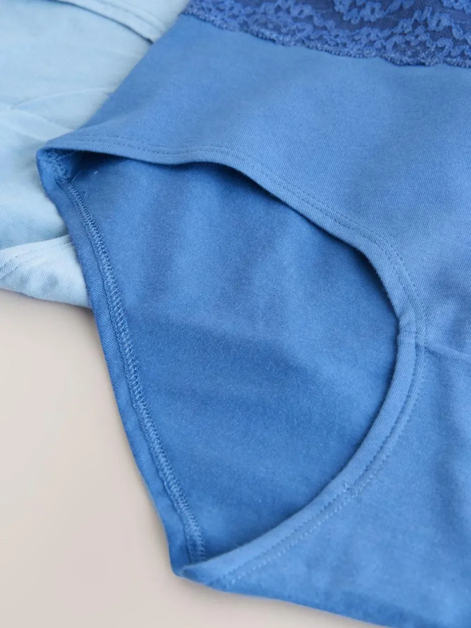 Next Blue Midi Cotton and Lace Knickers 7 Pack Sale