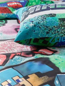 Next Blue Minecraft Single Duvet Cover and Pillowcase Set Clearance