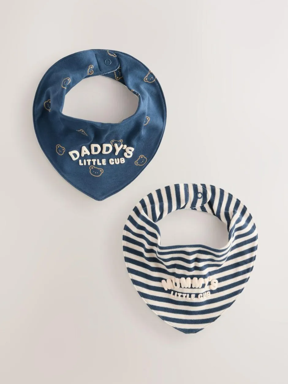 Next Baby Bibs 2 Pack Blue Mum and Dad Outlet
