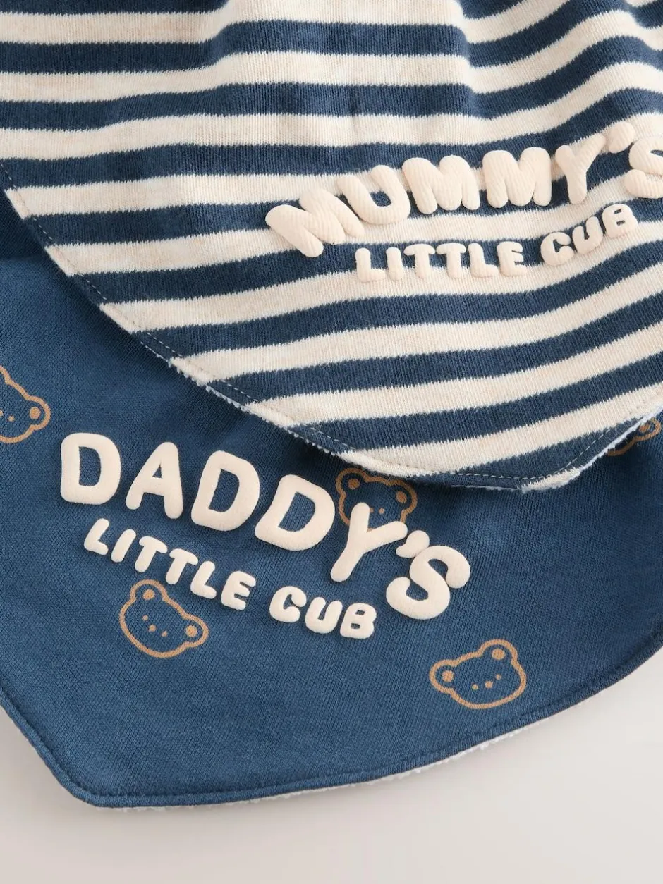 Next Baby Bibs 2 Pack Blue Mum and Dad Outlet