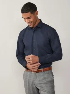 Next Blue Navy Regular Fit Easy Care Single Cuff Smart Shirt Discount