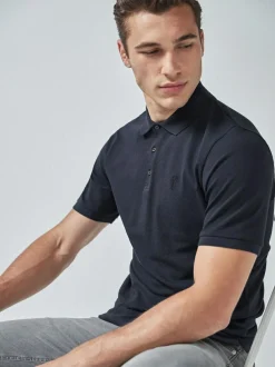 Next Blue Navy Regular Fit Short Sleeve Pique Polo Shirt Best