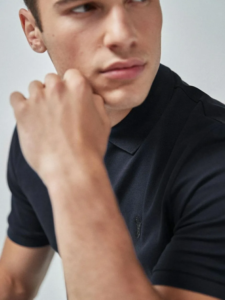 Next Blue Navy Regular Fit Short Sleeve Pique Polo Shirt Best