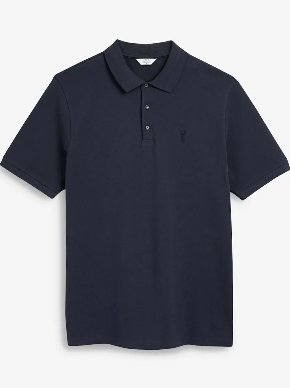Next Blue Navy Regular Fit Short Sleeve Pique Polo Shirt Best