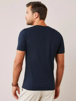 Next Blue Navy Slim Fit Essential Crew Neck Cotton T-Shirt Hot