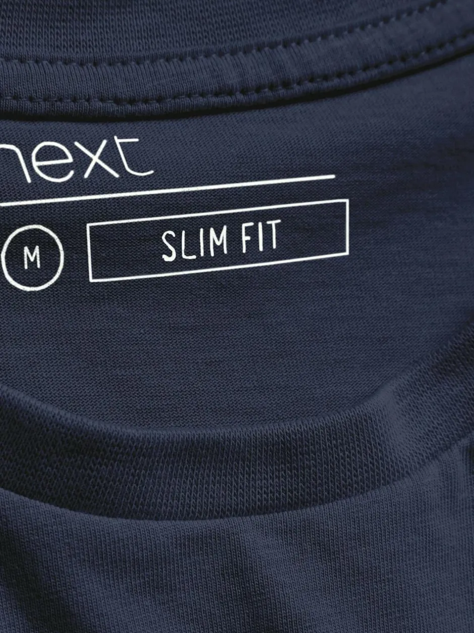 Next Blue Navy Slim Fit Essential Crew Neck Cotton T-Shirt Hot