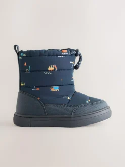 Next Blue Navy Transport Thermal Thinsulate™ Lined Quilted Water Resistant Boots Clearance