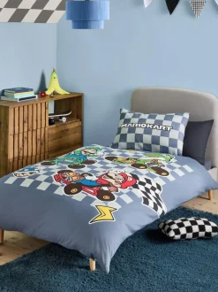 Next Blue Nintendo Mario Kart Duvet Cover and Pillowcase Set New