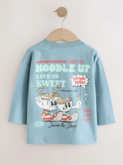 Next Blue Noodle Up Long Sleeve Back Print T-Shirt (3mths-8yrs) Sale