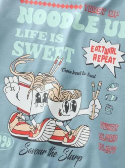 Next Blue Noodle Up Long Sleeve Back Print T-Shirt (3mths-8yrs) Sale