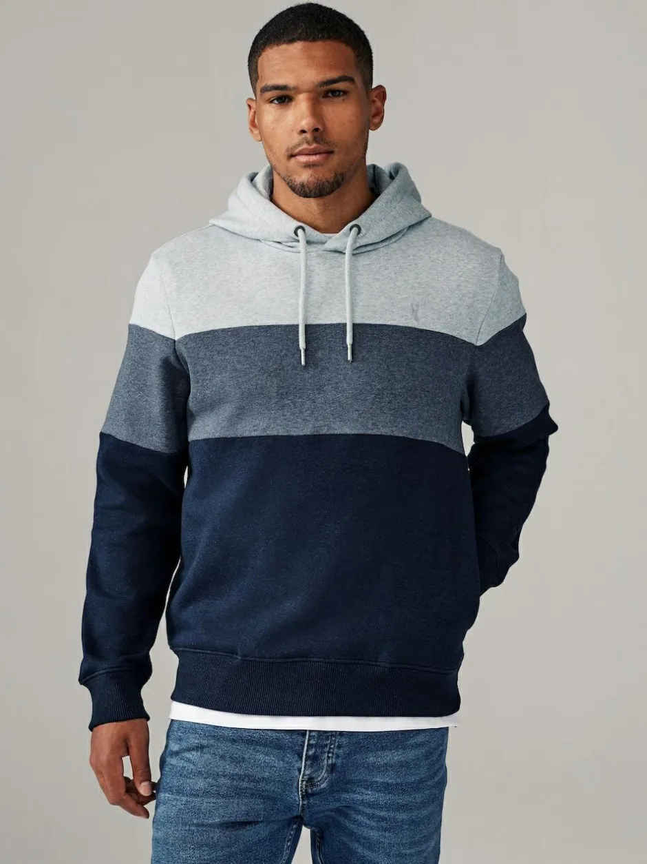 Next Overhead Hoodie Colour Blocking Sweatshirt Blue New