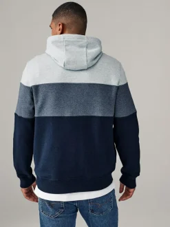 Next Overhead Hoodie Colour Blocking Sweatshirt Blue New
