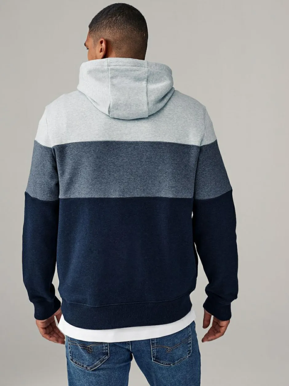 Next Overhead Hoodie Colour Blocking Sweatshirt Blue New