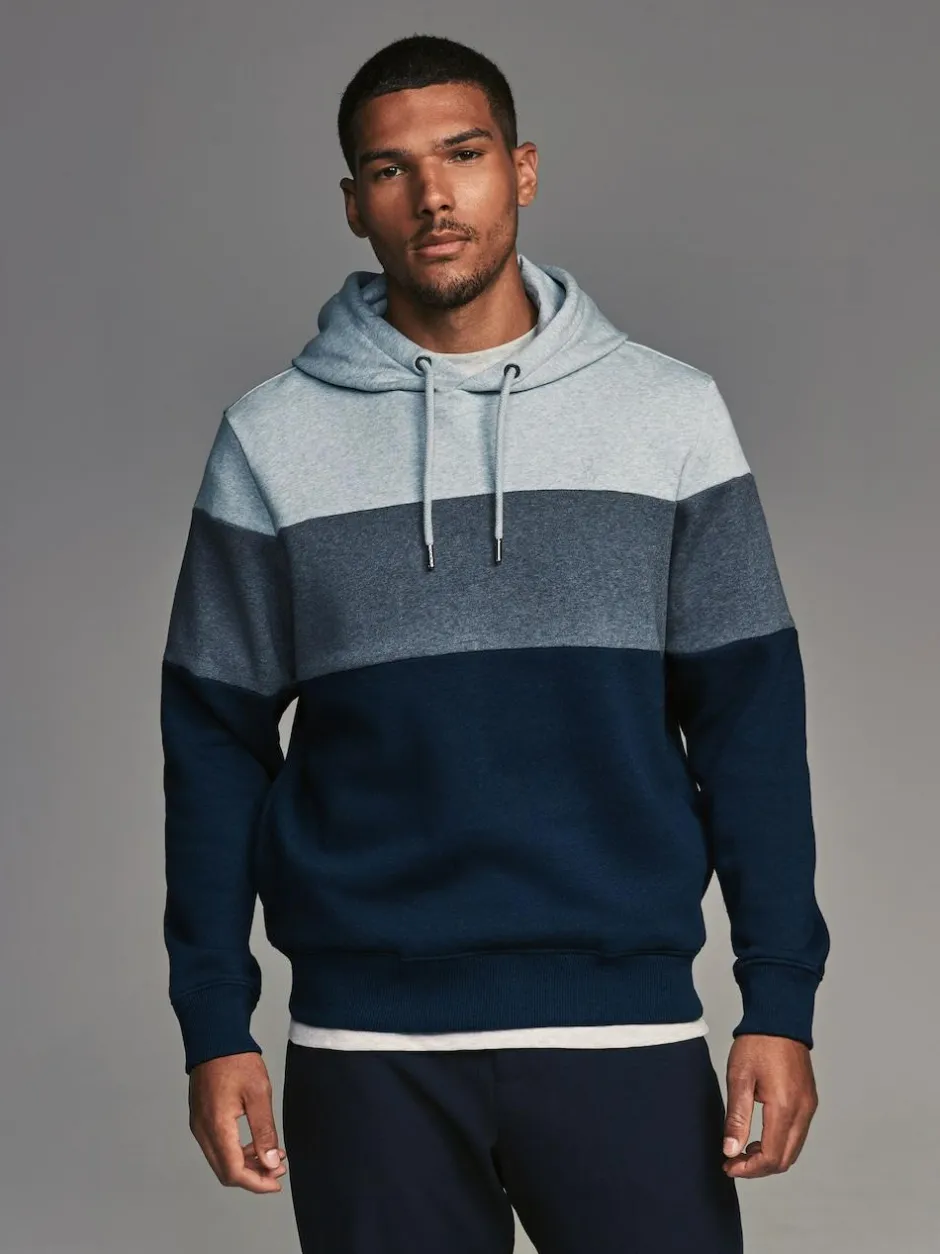 Next Overhead Hoodie Colour Blocking Sweatshirt Blue New