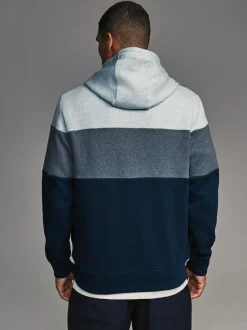 Next Overhead Hoodie Colour Blocking Sweatshirt Blue New