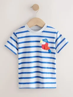 Next Short Sleeve Appliqué T-Shirts 3 Pack (3mths-7yrs) Blue Pirates Online