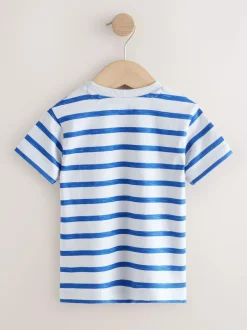 Next Short Sleeve Appliqué T-Shirts 3 Pack (3mths-7yrs) Blue Pirates Online