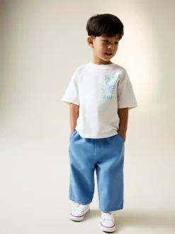 Next Plain Pull On Wide Trousers (3mths-7yrs) Blue Online