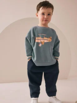 Next Blue Plane Single Sweatshirt and Joggers Set (3mths-7yrs) Clearance