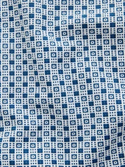 Next Printed Stretch Oxford Short Sleeve Shirt Blue Clearance
