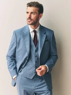 Next Regular Fit Signature Nova Fides 100% Italian Wool Suit Jacket Blue Clearance