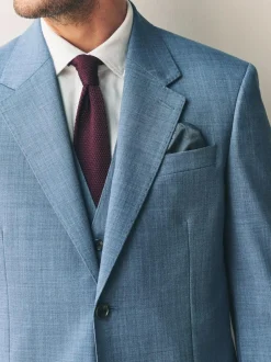 Next Regular Fit Signature Nova Fides 100% Italian Wool Suit Jacket Blue Clearance