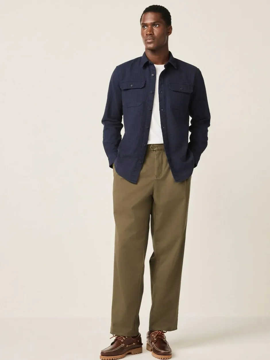Next Regular Fit Textured Waffle Long Sleeve Shirt Blue Hot