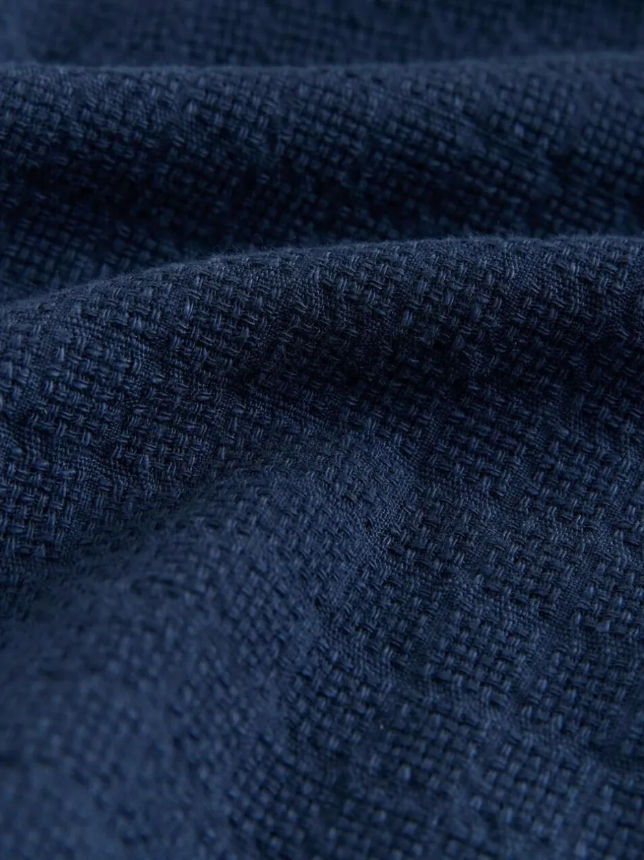 Next Regular Fit Textured Waffle Long Sleeve Shirt Blue Hot