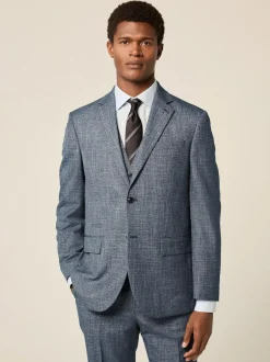 Next Blue Regular Fit Trimmed Textured Suit Jacket Online