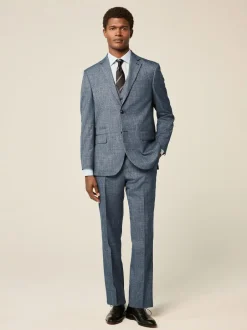 Next Blue Regular Fit Trimmed Textured Suit Jacket Online