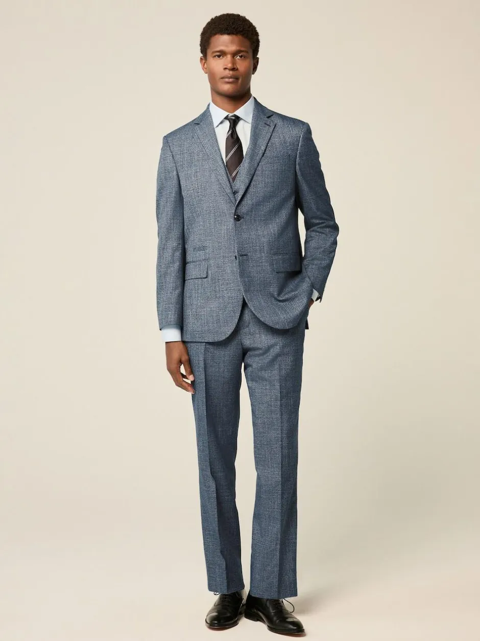 Next Blue Regular Fit Trimmed Textured Suit Jacket Online