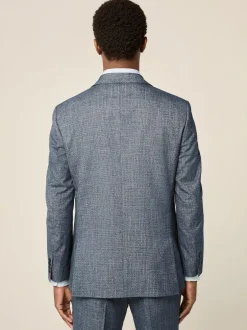 Next Blue Regular Fit Trimmed Textured Suit Jacket Online