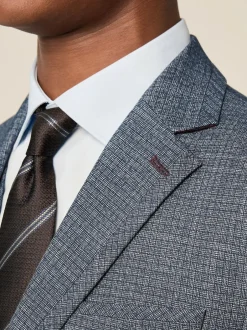 Next Blue Regular Fit Trimmed Textured Suit Jacket Online