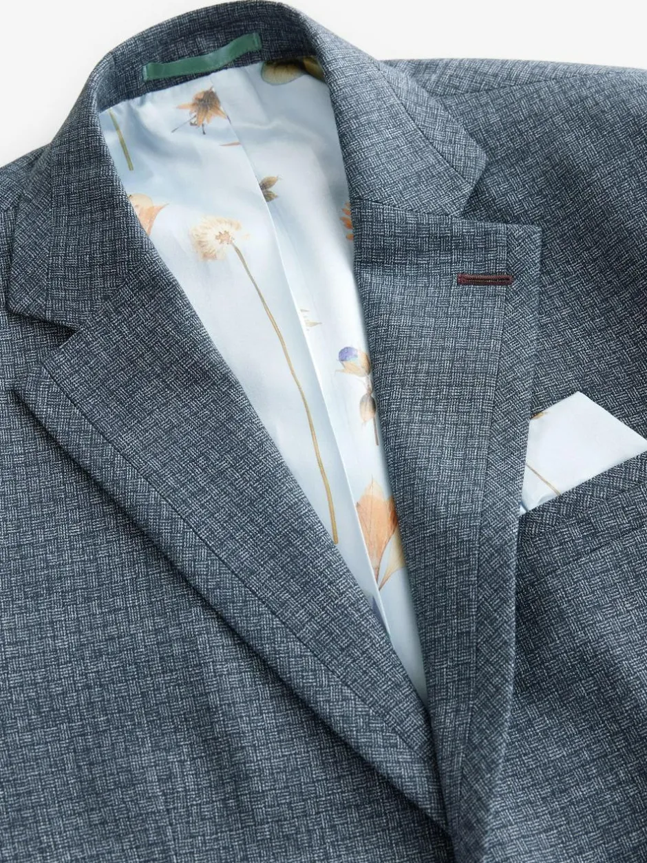 Next Blue Regular Fit Trimmed Textured Suit Jacket Online