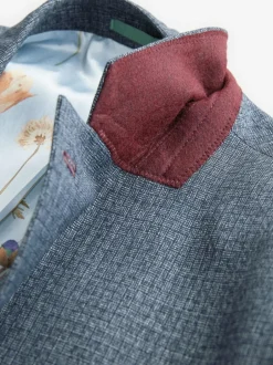 Next Blue Regular Fit Trimmed Textured Suit Jacket Online