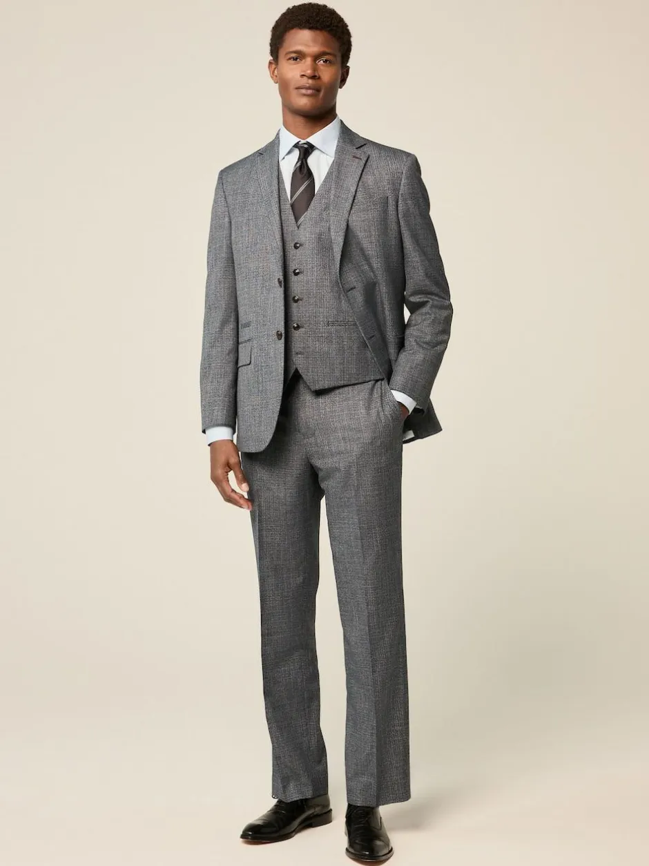 Next Blue Regular Fit Trimmed Textured Suit Waistcoat Clearance