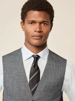 Next Blue Regular Fit Trimmed Textured Suit Waistcoat Clearance