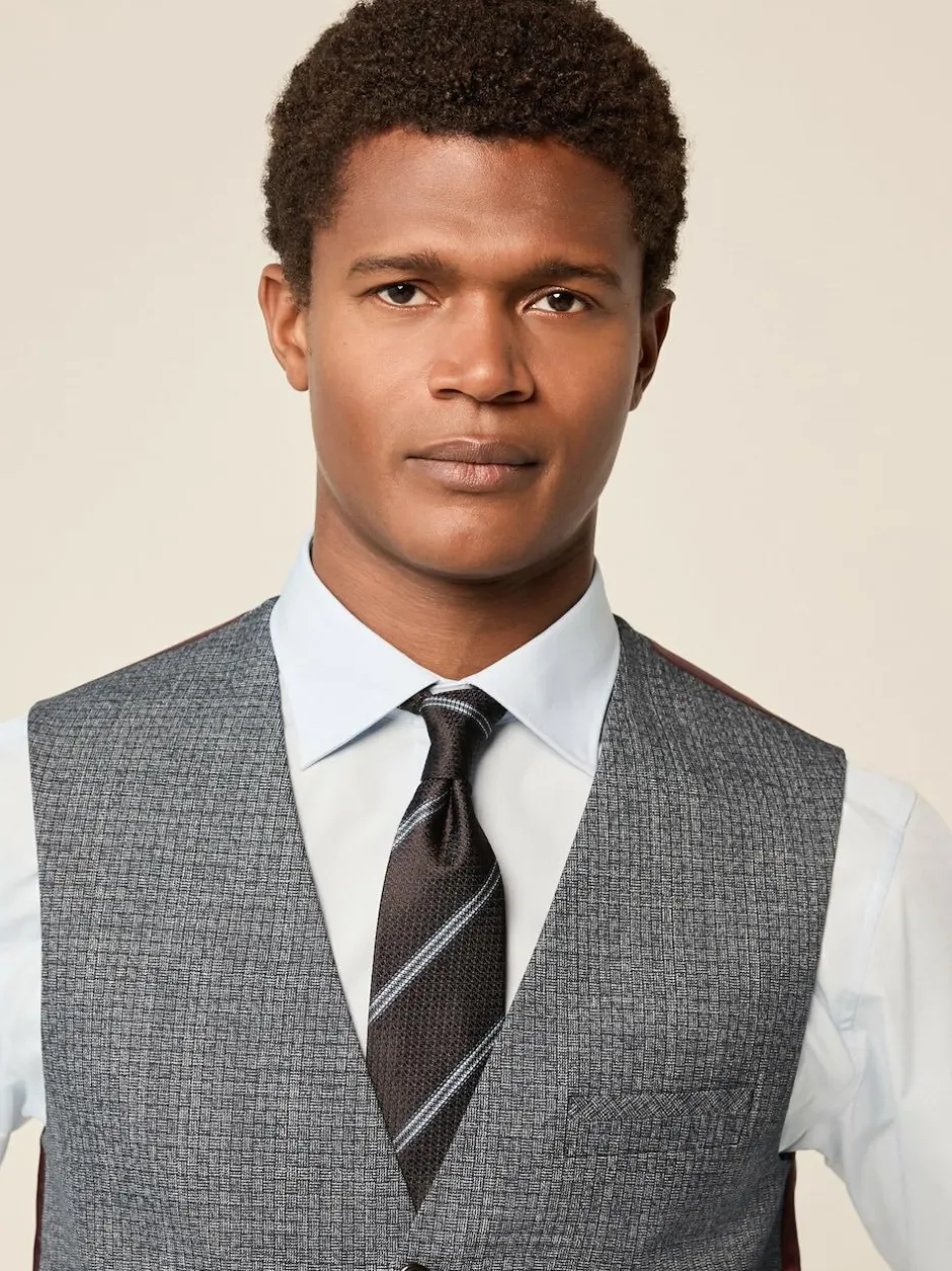 Next Blue Regular Fit Trimmed Textured Suit Waistcoat Clearance