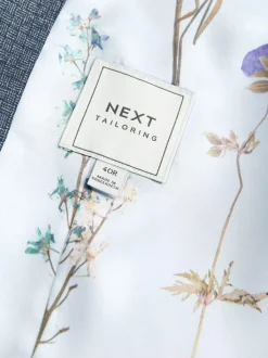 Next Blue Regular Fit Trimmed Textured Suit Waistcoat Clearance