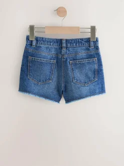 Next Regular Length Frayed Edge Denim Shorts (3-16yrs) Blue Outlet