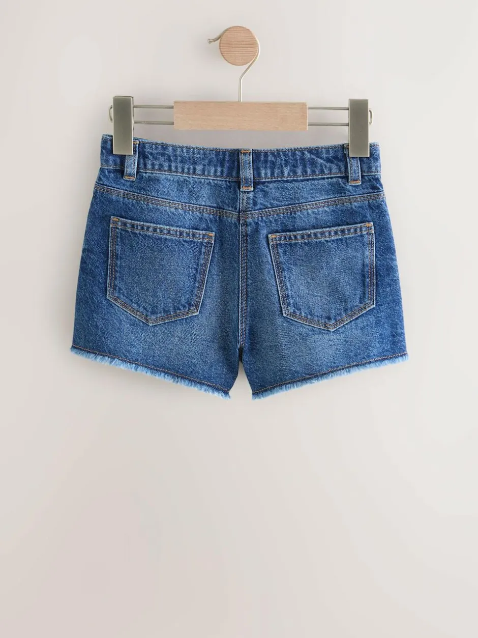 Next Regular Length Frayed Edge Denim Shorts (3-16yrs) Blue Outlet